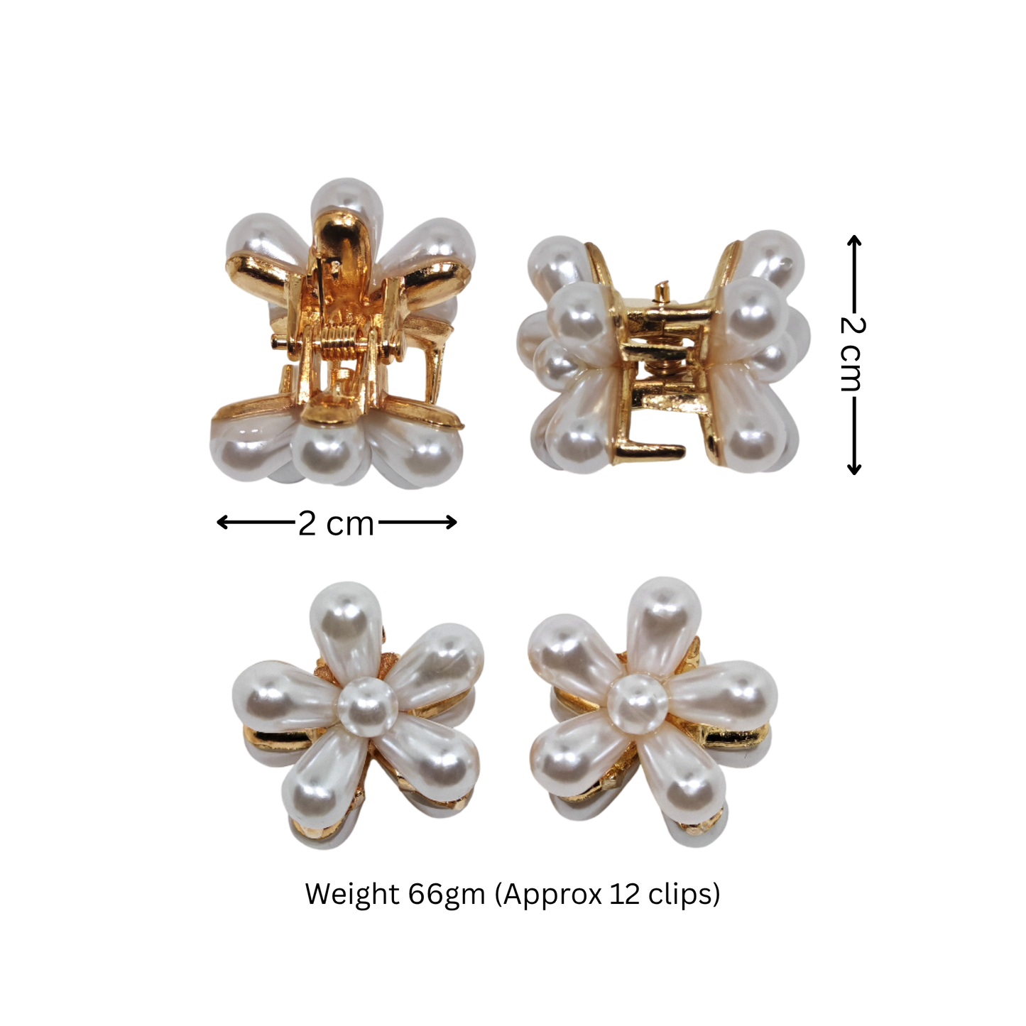 Korean Pearl Hair Claw Clips Set of 12 | Elegant Bridal Floral Hair Accessories for Women & Girls