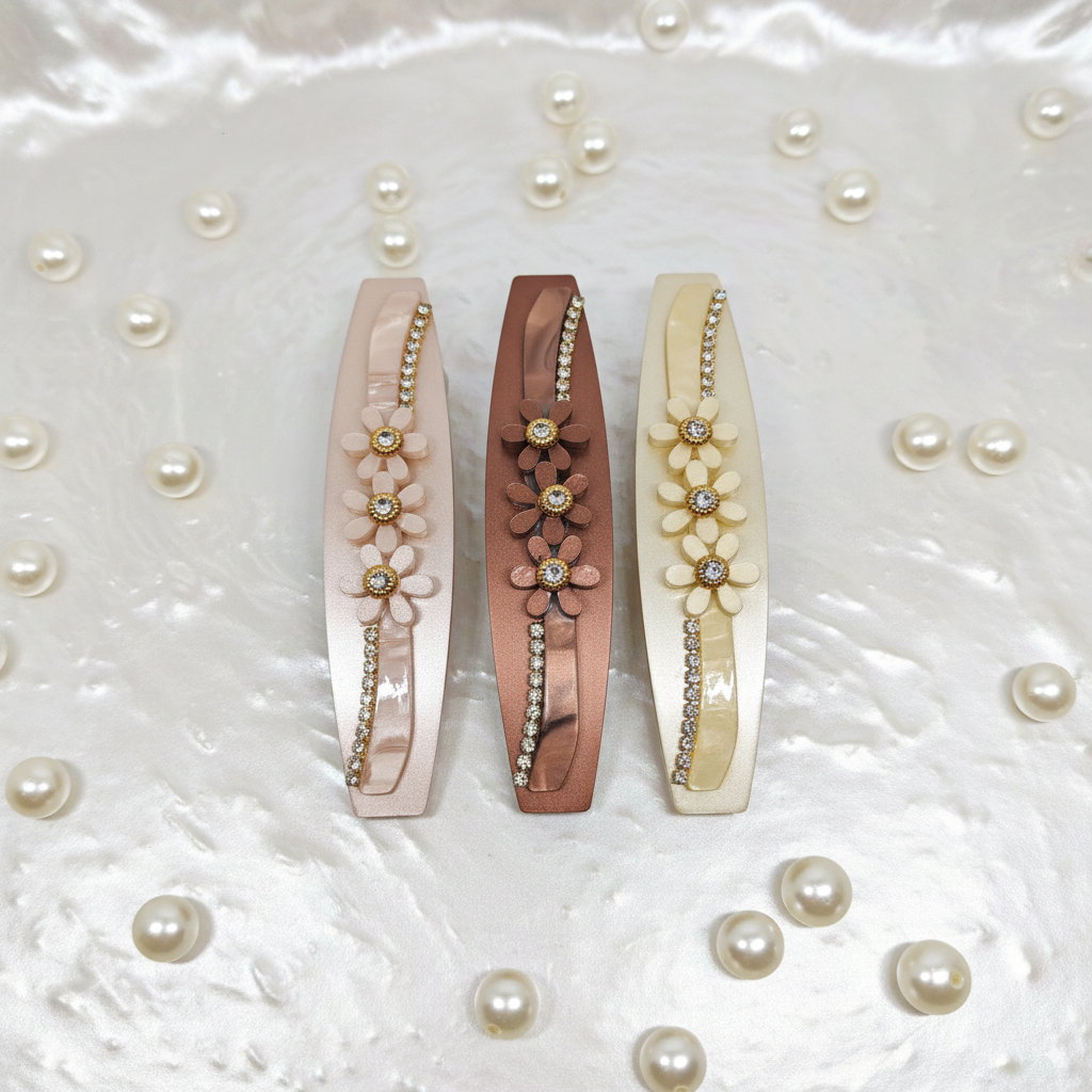 Buy Marble Finish Hair Clips with Stone – Pack of 3