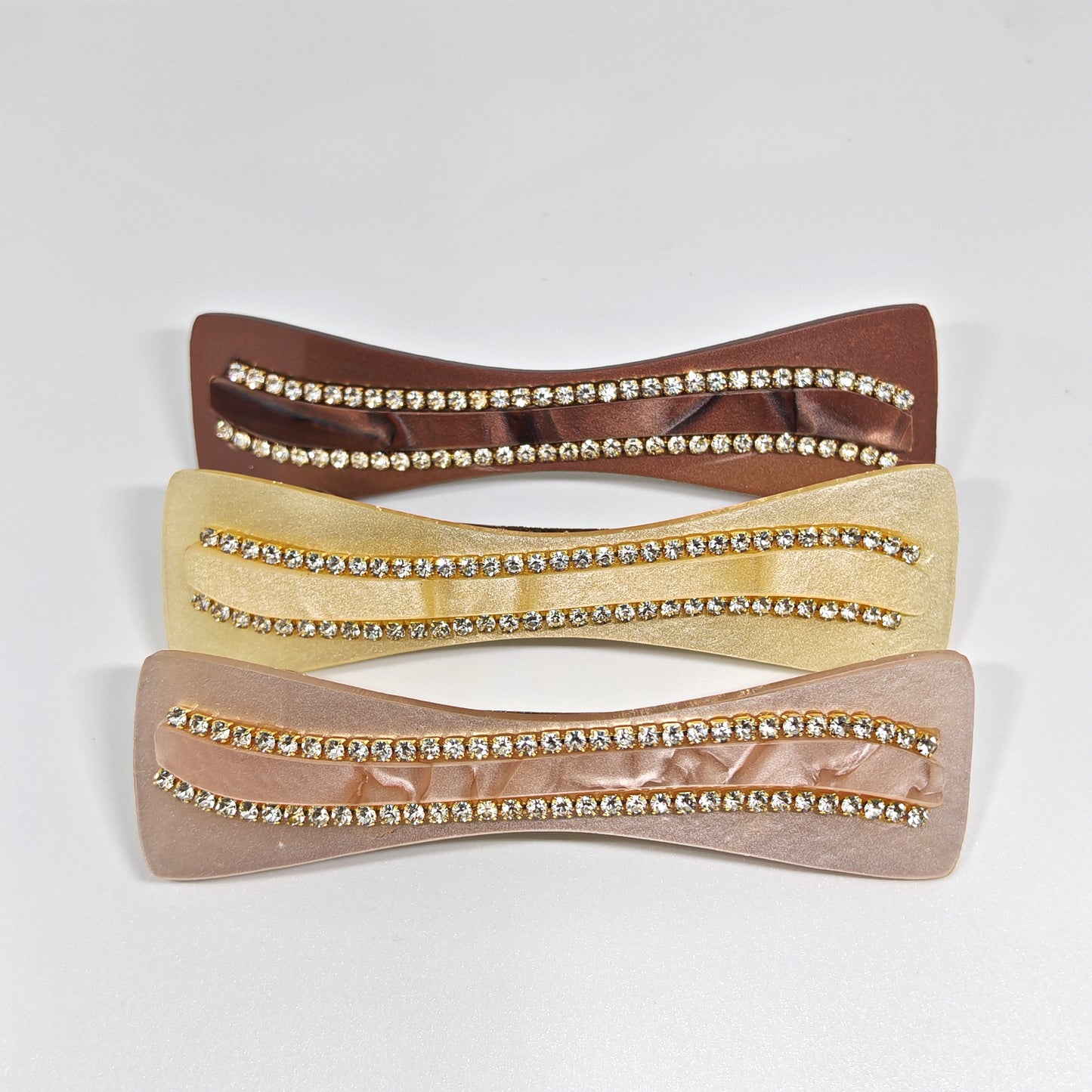 Marble Finish Hair Clips with Stone – Pack of 3