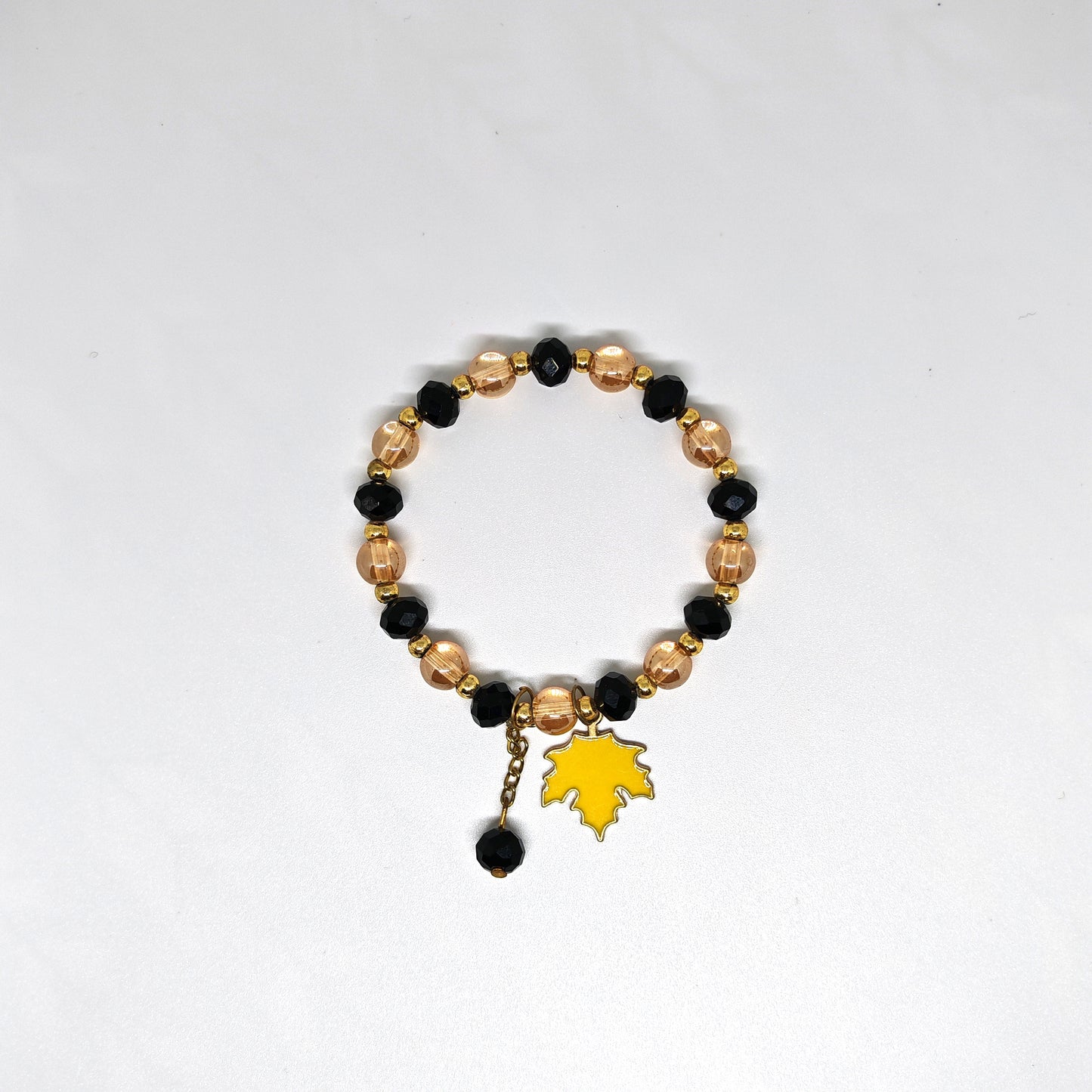 Hanging Bracelet with Black & Golden Glass Beads