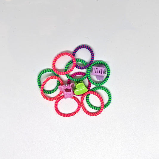 rainbow color hair ties with clips