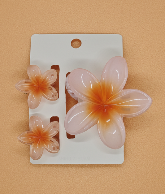 Korean claw clip set of 3 orange