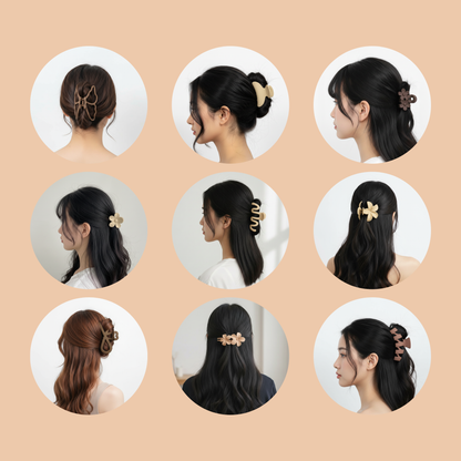 Hair Clutcher for Women and Girls | Matte Claw Clips | 3 Large & 3 Small