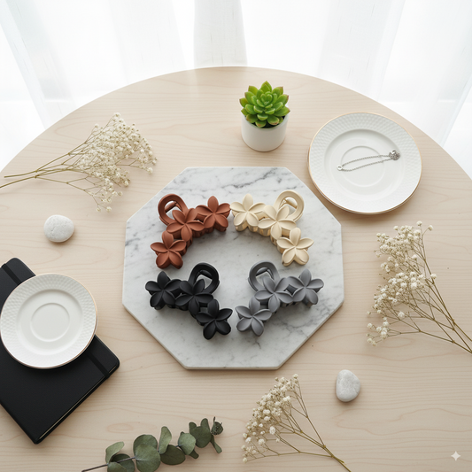 3 flower hair clip korean