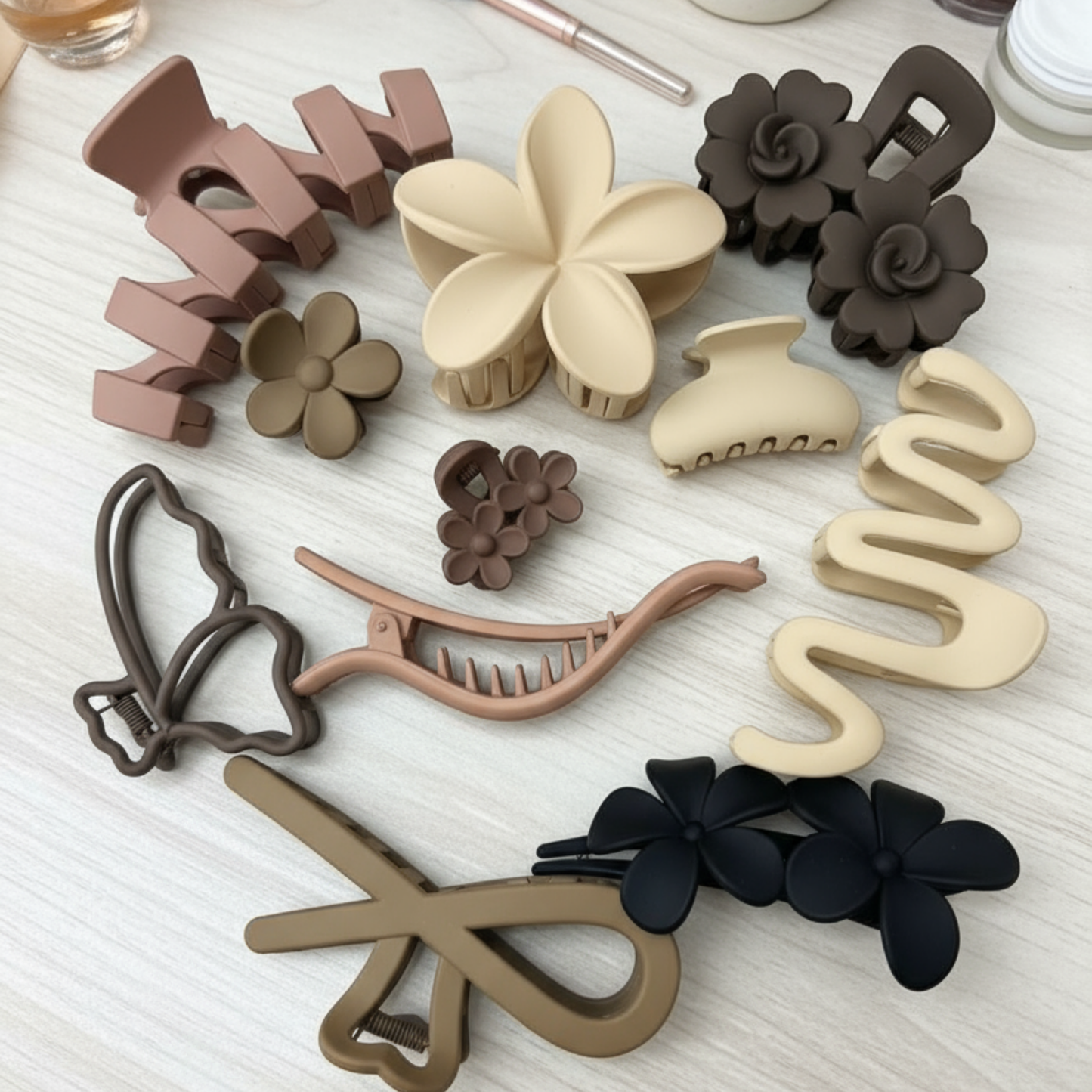 Hair Clutcher for Women and Girls | Matte Claw Clips | 3 Large & 3 Small