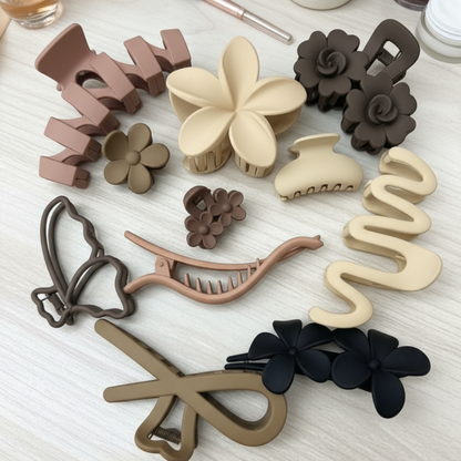 Hair Clutcher for Women and Girls | Matte Claw Clips | 3 Large & 3 Small