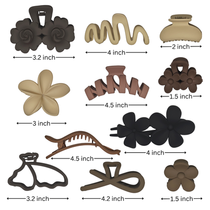 Hair Clutcher for Women and Girls | Matte Claw Clips | 3 Large & 3 Small