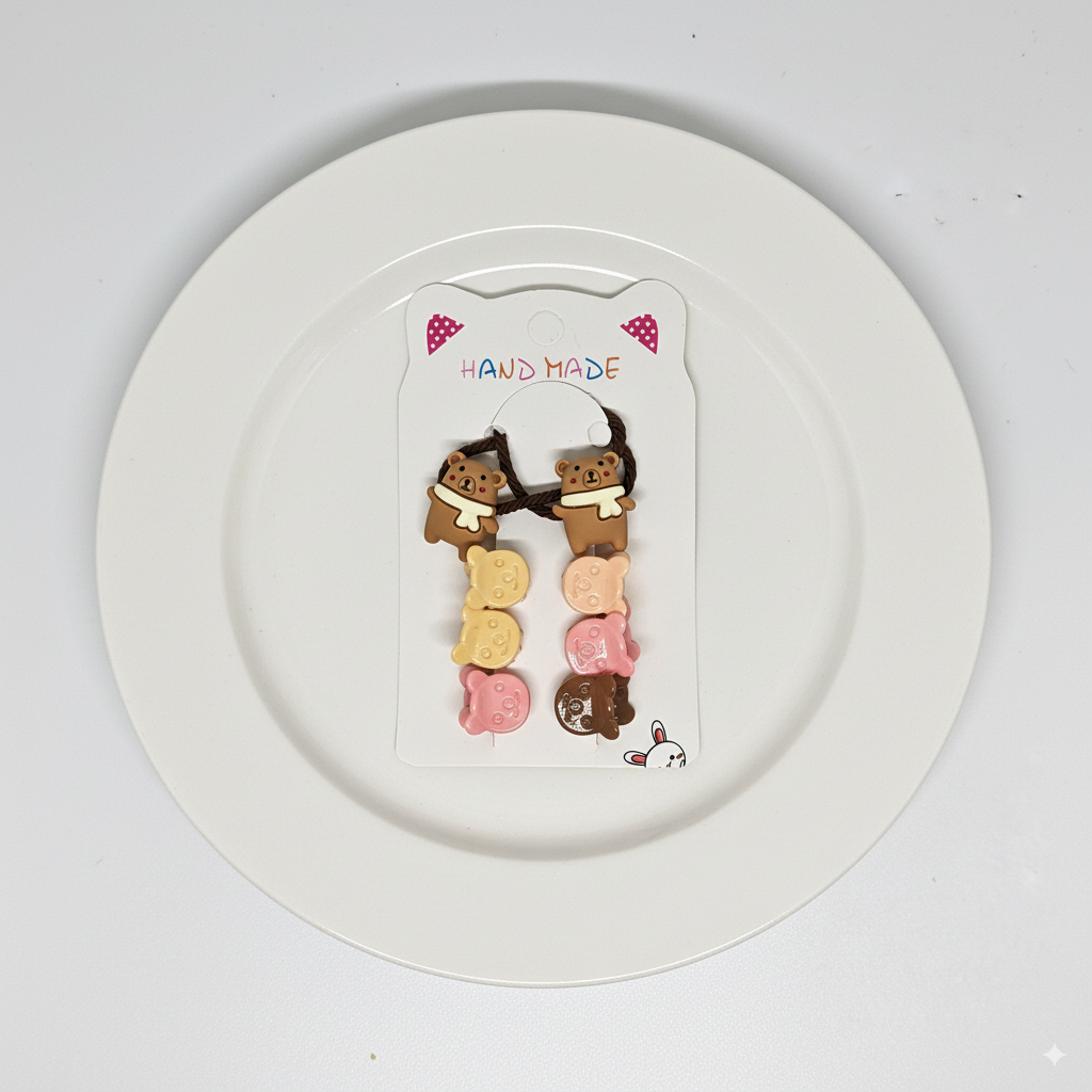 Bear Cartoon Hair Ties & Clip