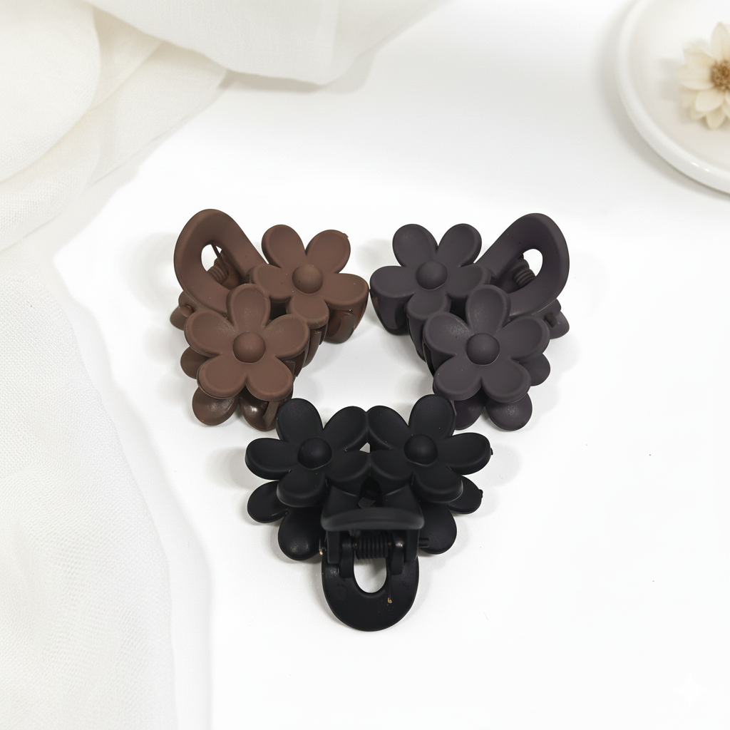 Buy Double Flower Korean Claw Small Matt | Stylish Hair Clutcher
