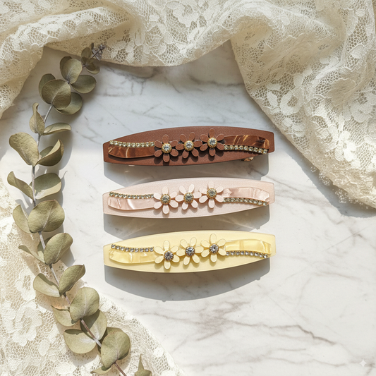 Buy Marble Finish Hair Clips with Stone – Pack of 3