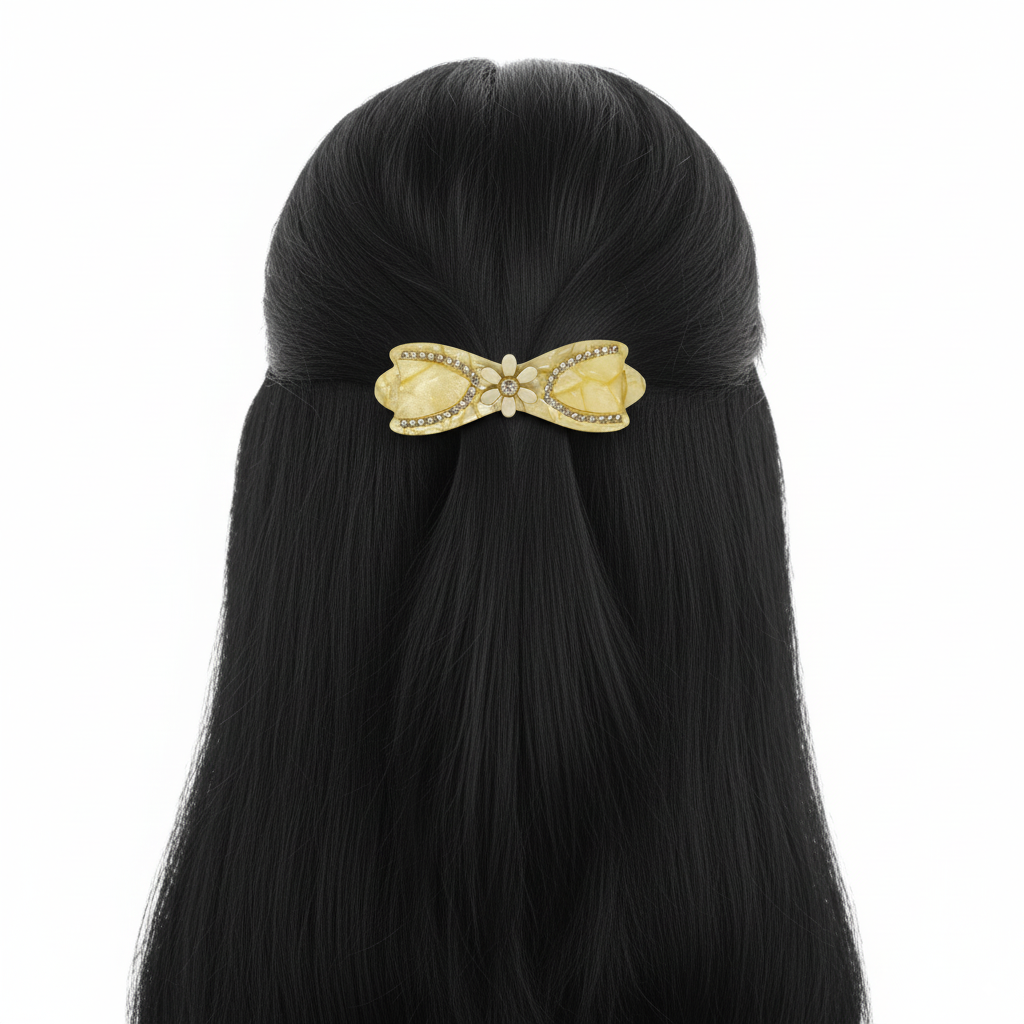 Marble Finish Hair Clips with Stone – Fancy Pack of 3