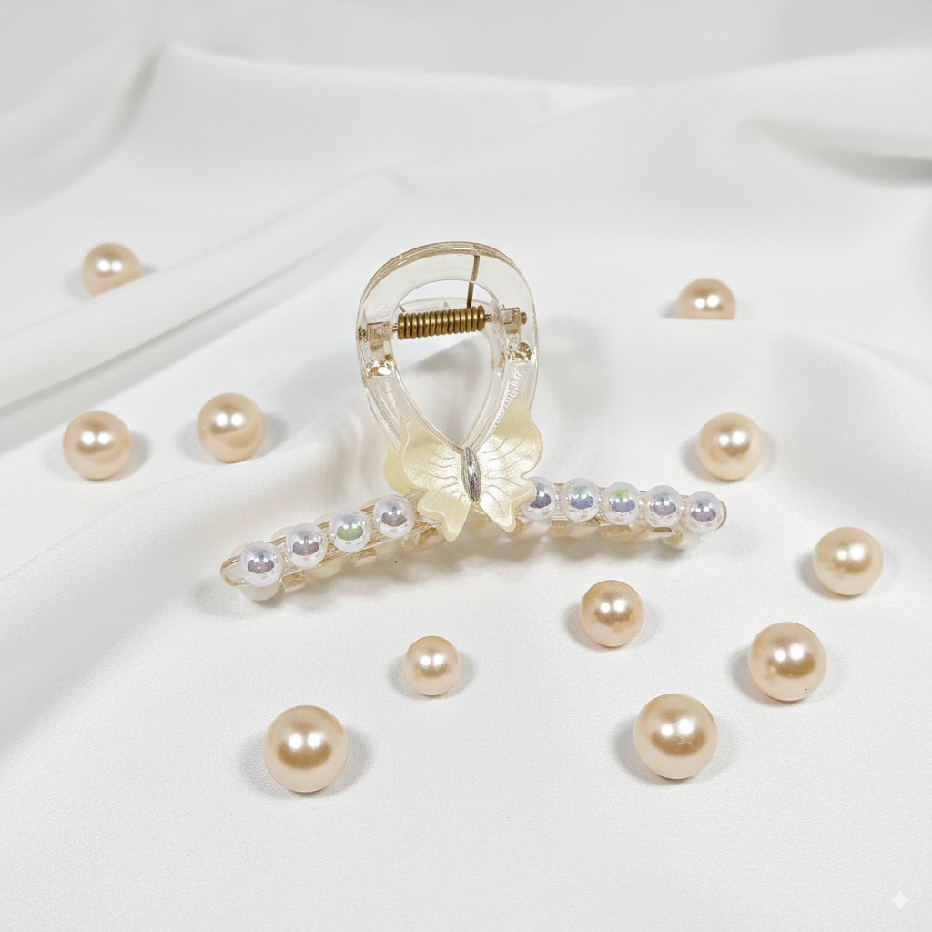 Buy Fancy Hair Claw Clip with Pearl and Butterfly