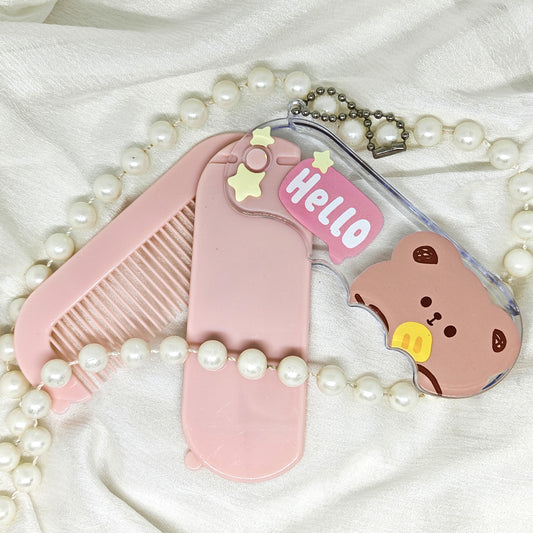 Cute Folding Comb with Mirror for Kids