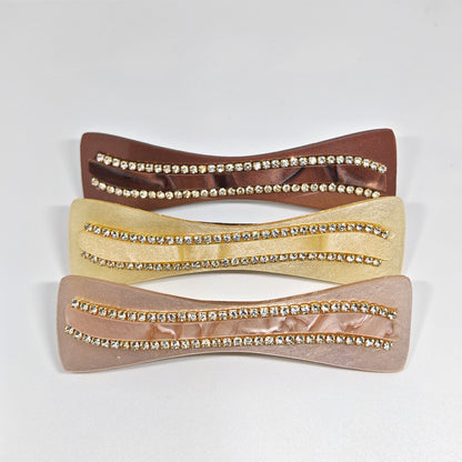 Marble Finish Hair Clips with Stone – Pack of 3