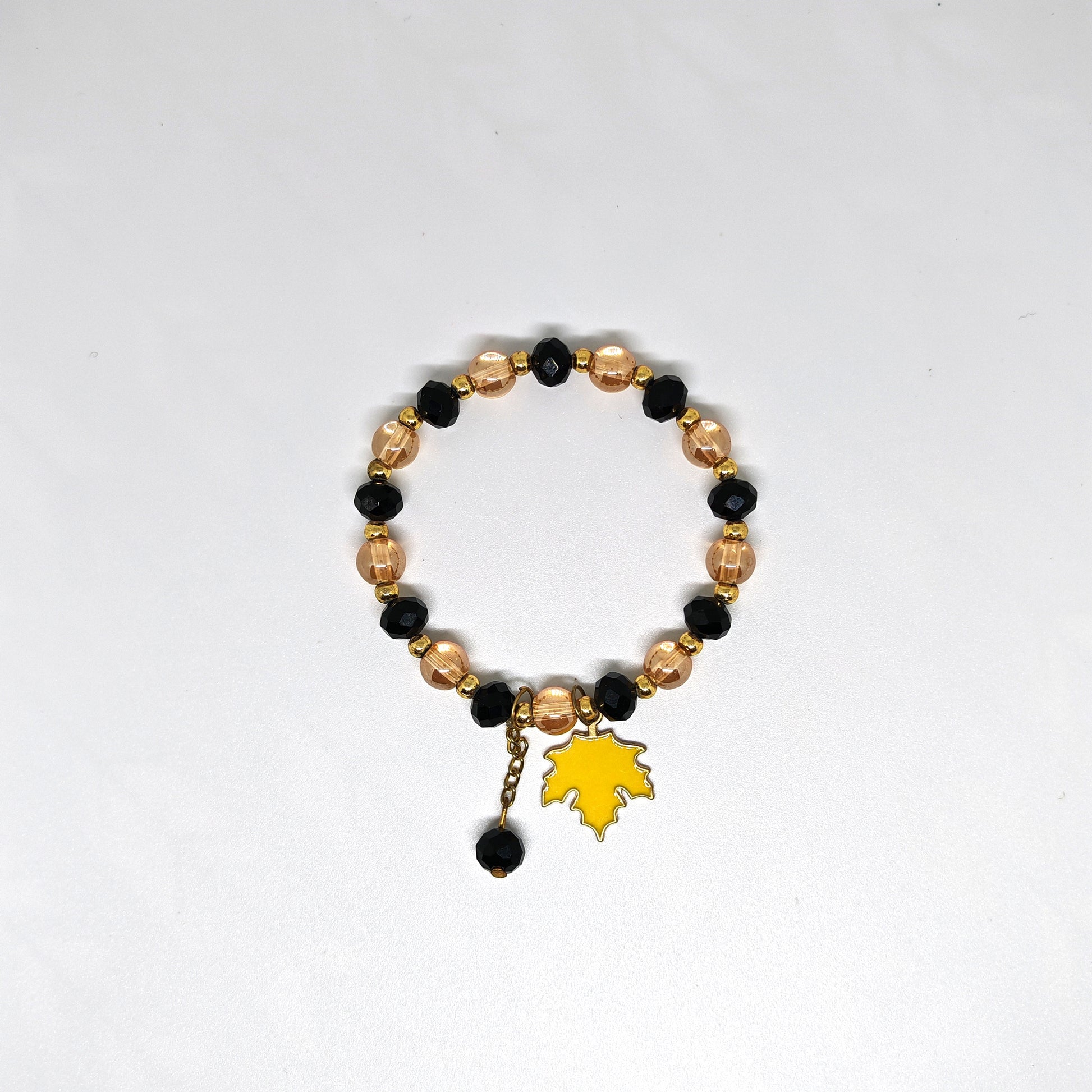 Hanging Bracelet with Black & Golden Glass Beads