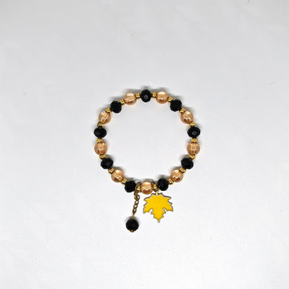 Hanging Bracelet with Black & Golden Glass Beads
