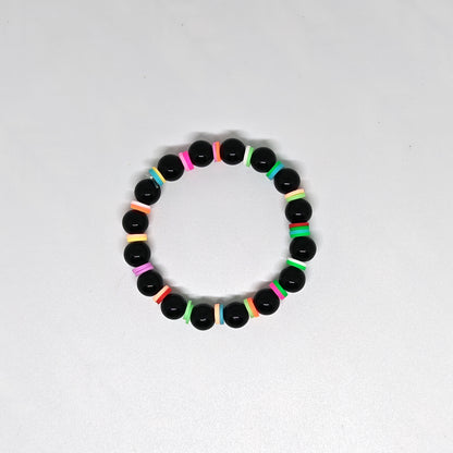 Black with Neon Beads Bracelet