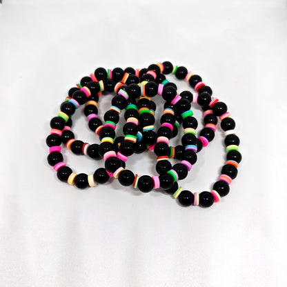 Black with Neon Beads Bracelet