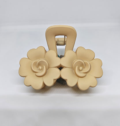double flower hair clip korean