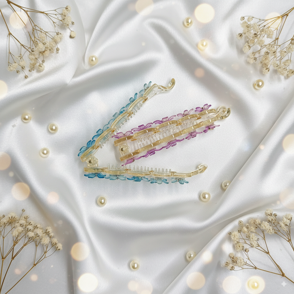 fancy banana clips top view