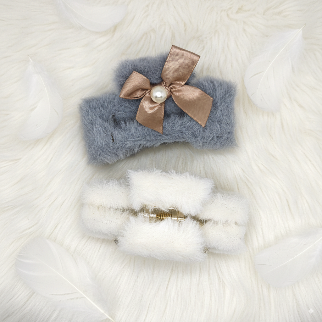 fancy fur hair clip