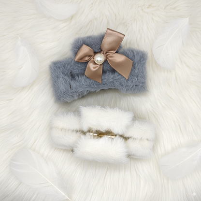 fancy fur hair clip