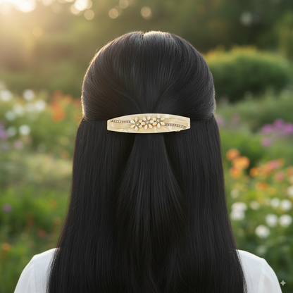 fancy hair clip with stone in hair