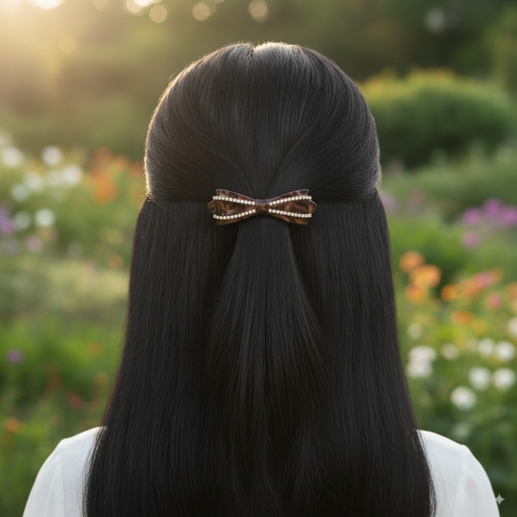 fancy hair clip with stone in hair