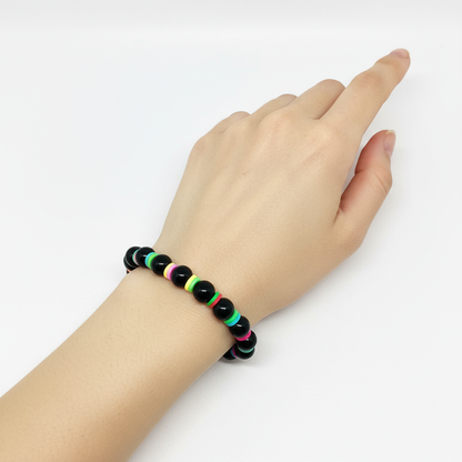 Black with Neon Beads Bracelet in hand