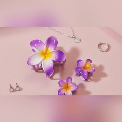 Korean Flower Hair Claws | Multicolor Set of 3 (1 Big 2 Small)