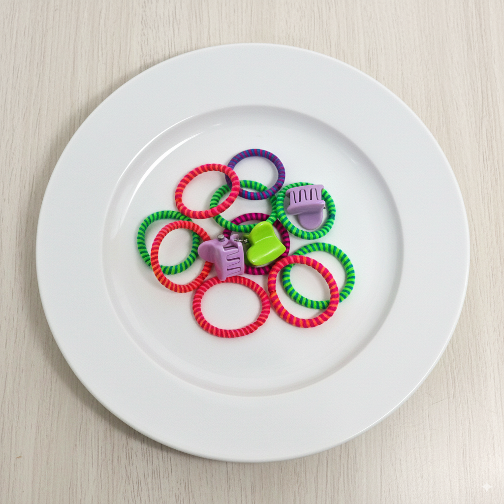 rainbow color hair ties with clips