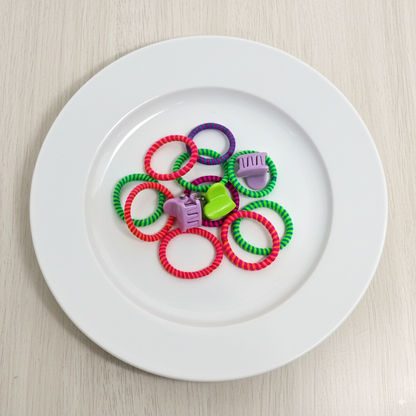 rainbow color hair ties with clips